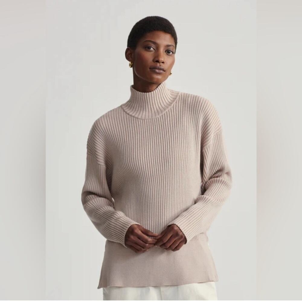 Varley Mayfair Ribbed Knit Mock neck Sweater